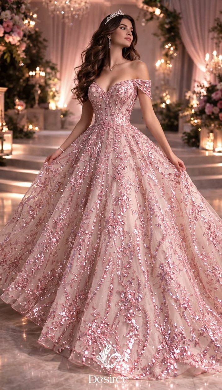 Vestido Rosé Pedraria Princesa
