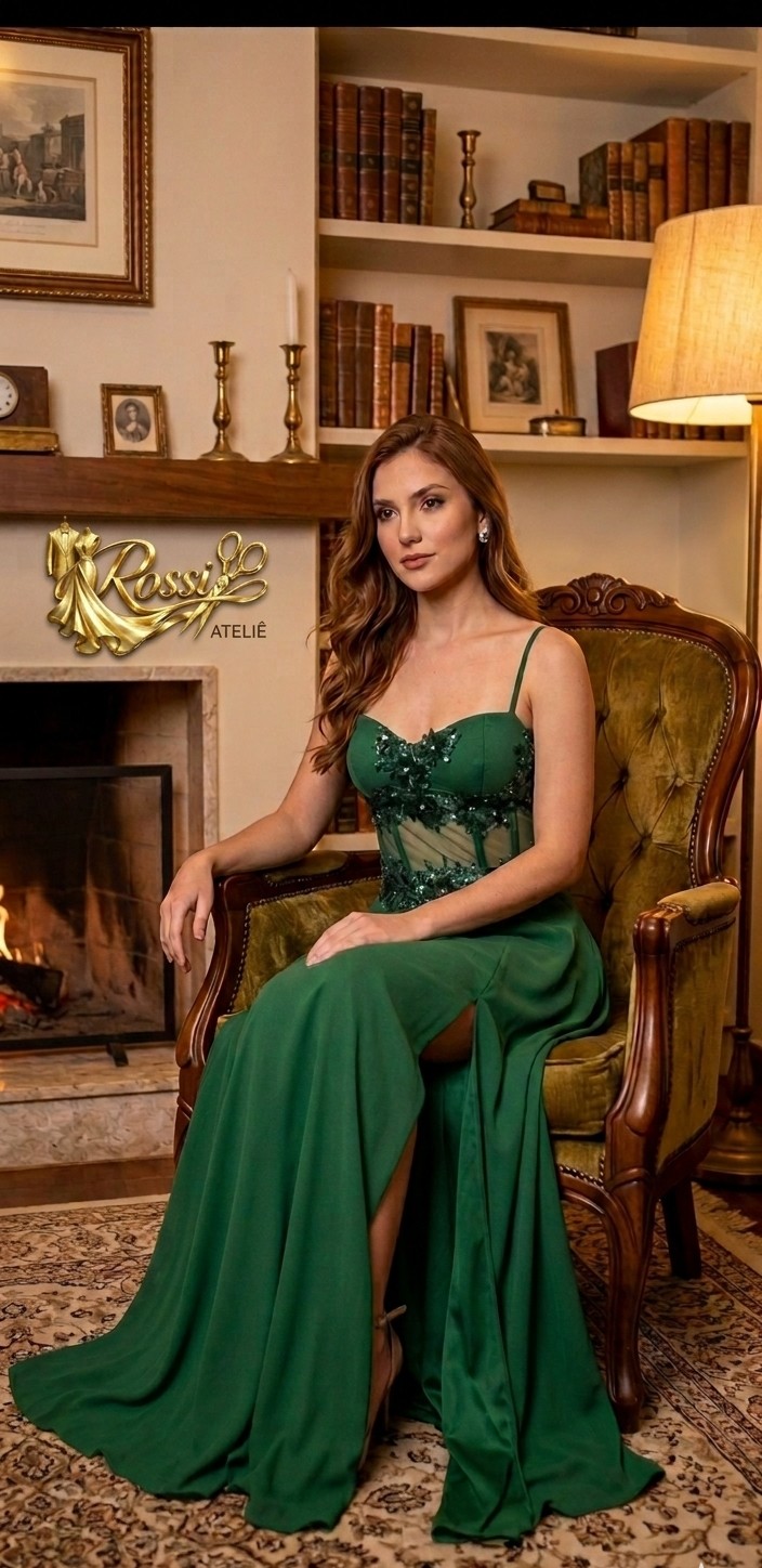 Vestido Esmeralda Pedraria