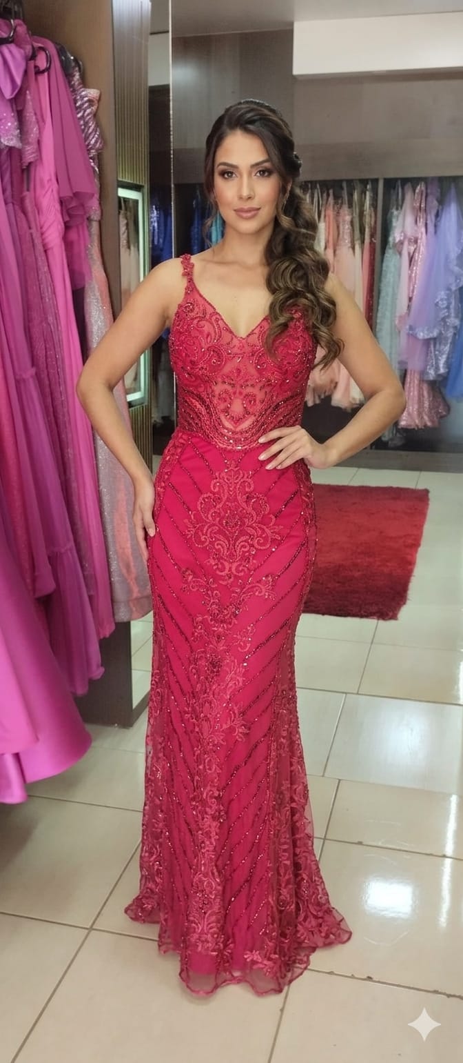 Vestido Cereja Pedraria