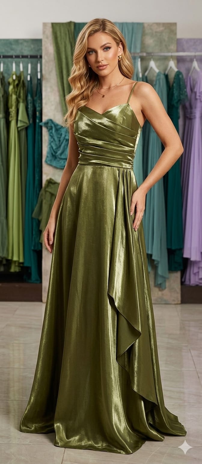 Vestido Verde Musgo Metalizado