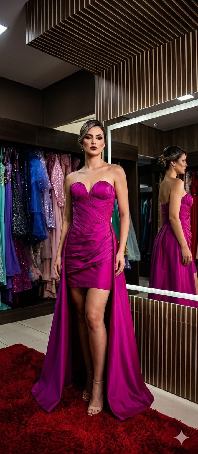Vestido Magenta Cauda